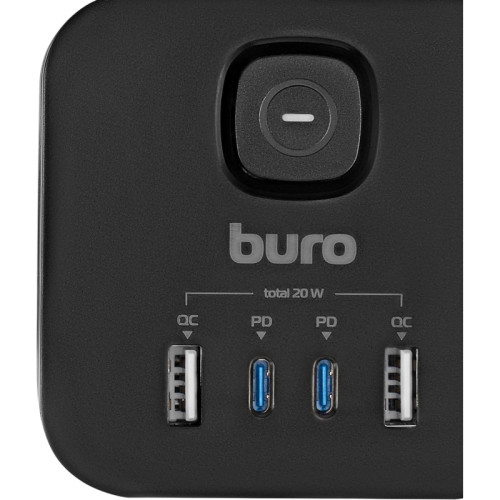 Сетевой удлинитель Buro BU-PC3.1UС-Plus-B 1.5м (3 розетки) черный (пакет ПЭ)