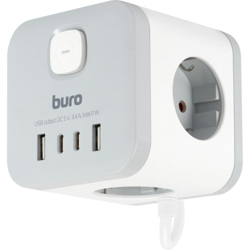 Сетевой удлинитель Buro BU-PC3.1UС-W 1.5м (3 розетки) белый (пакет ПЭ)