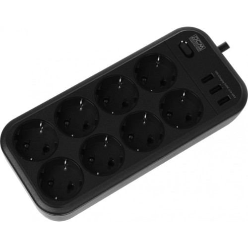 Сетевой фильтр Powercom SP-08 USB03AB 3,0М 3м (8 розеток) черный (коробка) Сетевой фильтр Powercom SP-08 USB03AB 3,0М 3м (8 розеток) черный (коробка)