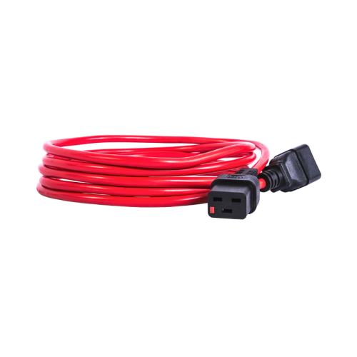 Шнур питания с фиксатором IEC 60320 C19/IEC 60320 C20, 16 А / 250 В (3 х 1,5), длина 3 м, красный Шнур питания с фиксатором IEC 60320 C19/IEC 60320 C20, 16 А / 250 В (3 х 1,5), длина 3 м, красный