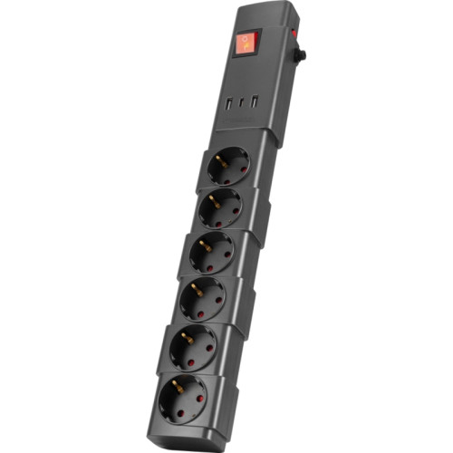 Сетевой фильтр Buro 600SPro-16-1.8-USB-G 1.8м (6 розеток) графитовый (коробка)