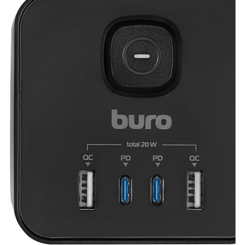 Сетевой удлинитель Buro BU-PTE4.1UC-Plus-B 1.5м (4 розетки) черный (пакет ПЭ)