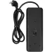 Сетевой фильтр-удлинитель/ PowerCom SP-10 USB2A1CB 3.0M, 10 розеток, черный, 16А, 4кВт, 204Дж, защитные шторки, защита от КЗ, перегрузки и импульсных помех, один порт USB-C(PD20W) и два USB-A(QC3.0) суммарной мощностью 15Вт, кабель 3x1.5 мм2, ШхГхВ 268х10