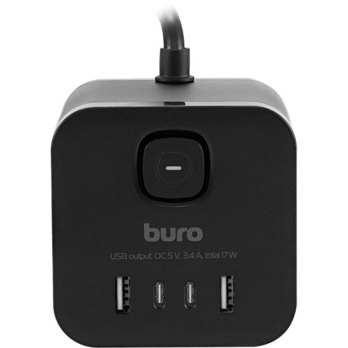 Сетевой удлинитель Buro BU-PC3.1UС-B 1.5м (3 розетки) черный (пакет ПЭ)