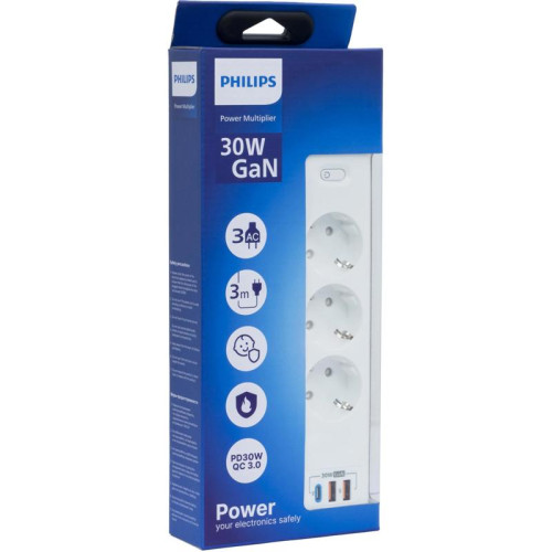 Сетевой фильтр Philips CHP8236WB/51 3м (3 розетки) белый (коробка)