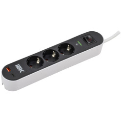 Фильтр сетевой/ Фильтр сетевой СФ-03К 16А USB A+C 20Вт 1,5м 3х1,5мм2 черный
