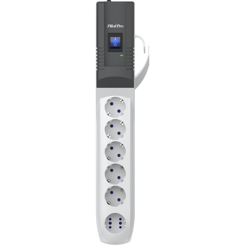 Сетевой фильтр Pilot Pro GP 6 розеток (5 евро + 1Gadget Parking) 3 м, автомат защиты/ Surge protector Pilot PRO GP 6 outlets (5 euro + 1 without ground) 10A / 2.2kVt, 3m, automatic circuit-breaker