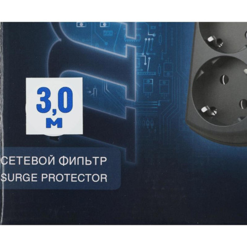Сетевой фильтр Pilot m-MAX 3м (4 розетки) серый (коробка)