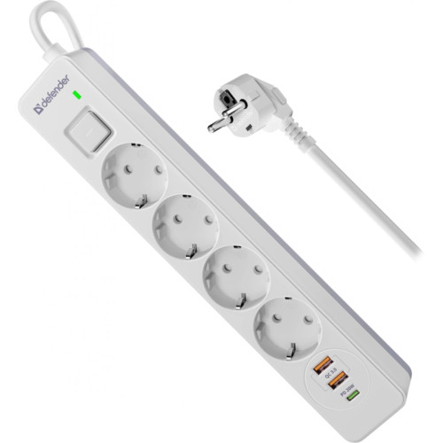 Сетевой фильтр Defender DFS 143 2м (4 розетки) белый (коробка)