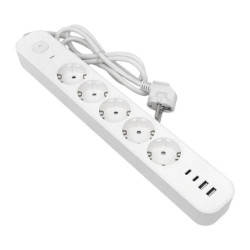 Удлинитель/ Удлинитель LUX 5 гнезд 2USB 2,4А+2type-C 3 метра 1,5мм2