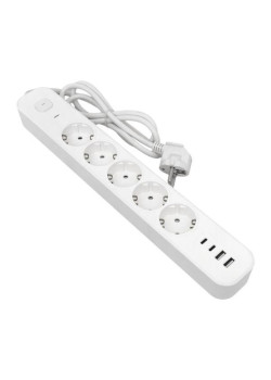 Удлинитель/ Удлинитель LUX 5 гнезд 2USB 2,4А+2type-C 3 метра 1,5мм2