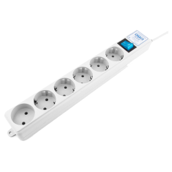 Фильтр-удлинитель Power Cube PRO, 1,9 м, LC контур, 16А/3,5кВт/ Surge protector Power Cube Pro 1,9 m, LC circuit, 6 outlets (white) 16A / 3,5kVt