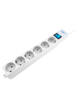 Фильтр-удлинитель Power Cube PRO, 1,9 м, LC контур, 16А/3,5кВт/ Surge protector Power Cube Pro 1,9 m, LC circuit, 6 outlets (white) 16A / 3,5kVt