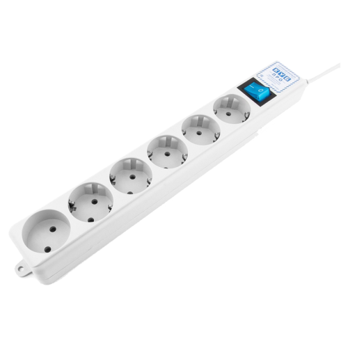 Фильтр-удлинитель Power Cube PRO, 1,9 м, LC контур, 16А/3,5кВт/ Surge protector Power Cube Pro 1,9 m, LC circuit, 6 outlets (white) 16A / 3,5kVt