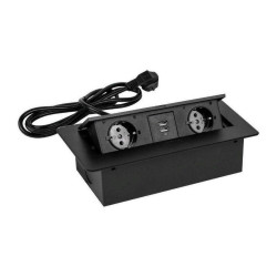 Сетевой разветвитель Premier PX/BL-HOR-2R-2USB-BLK 1.8м (2 розетки) черный (коробка)