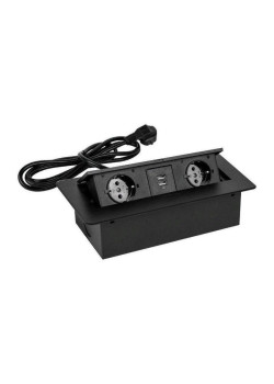 Сетевой разветвитель Premier PX/BL-HOR-2R-2USB-BLK 1.8м (2 розетки) черный (коробка)