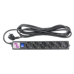 Фильтр-удлинитель Power Cube 5,0 м  6 розеток (5 евро + 1 б/заземления), кабель 3*1.5мм (черный) 16А/3,5кВт/ Power Cube Extension Filter 5.0 m 6 sockets (5 euro + 1 w/o grounding), cable 3*1.5 mm (black) 16A/3.5 kW