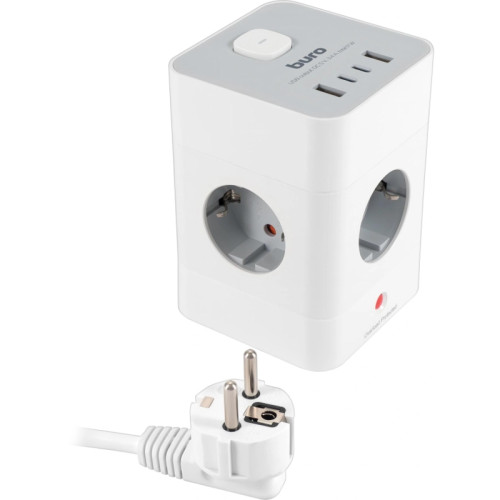 Сетевой удлинитель Buro BU-PTE4.1UC-W 1.5м (4 розетки) белый (пакет ПЭ)