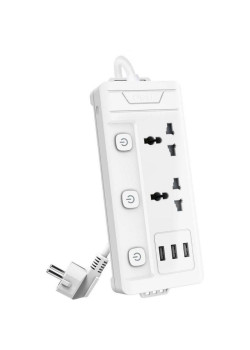 Сетевой  фильтр универсальный Deli ET409 / 2розетки + 3USB ,  2 м