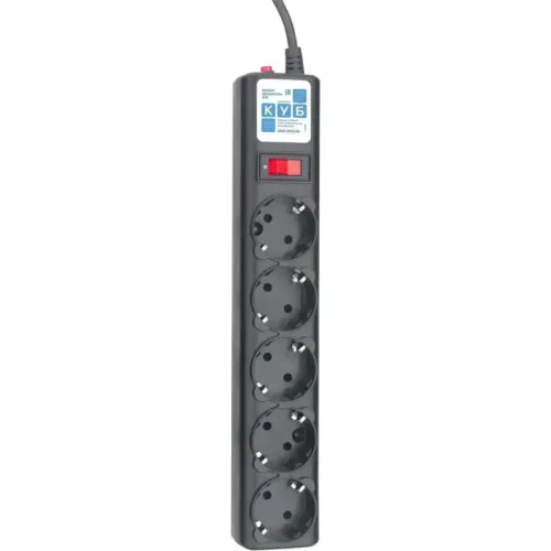 Surge protector Power Cube 5.0 m 5 outlets (Black graffite) 10A / 2.2kW