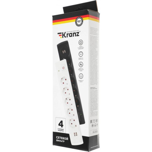 Сетевой фильтр Kranz 13-4700 3м (5 розеток) белый (коробка)