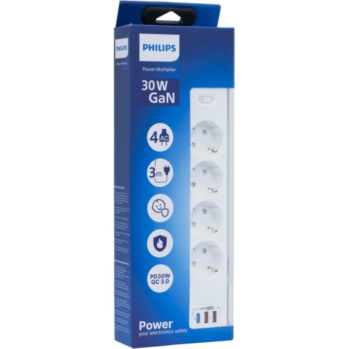 Сетевой фильтр Philips CHP8246WB/51 3м (4 розетки) белый (коробка)
