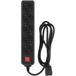 Сетевой фильтр PC Pet AP01006-E-B 1.8м (5 розеток) черный (пакет ПЭ)