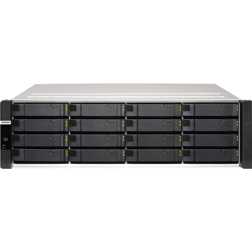 Сетевое хранилище без дисков/ Enterprise QNAP ES1686dc-2142IT-96G NAS, 16-tray SAS w/o HDD, rackmount, 2xPSU, per controller: Xeon D-2142IT 8-core 1.9 GHz processor (burst up to 3.0 GHz), 48 GB RDIMM DDR4 ECC up to 512 GB (8 x 64GB), 4xSFP+, Included rail