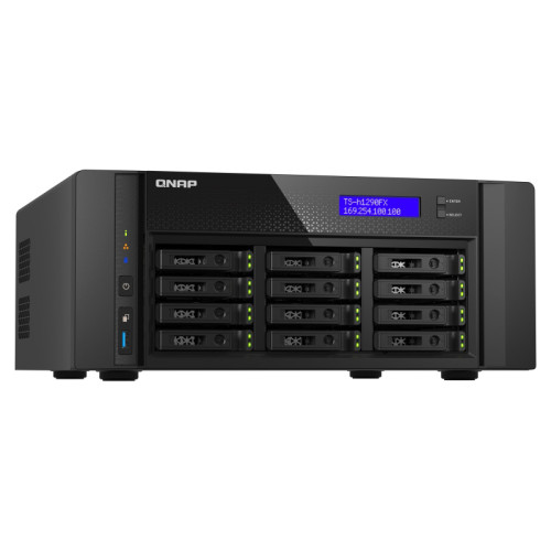 Сетевое хранилище без дисков/ Enterprise QNAP TS-h1290FX-7232P-64G12-Bay NAS(2.5 SATA/SSD U.2 NVMe w/o HDD), AMD EPYC 7232P 3.1 GHz (3.2 GHz), 64 GB DDR4 ECC, 2x2.5GbE LAN, 2 x 25GbE SFP28 port