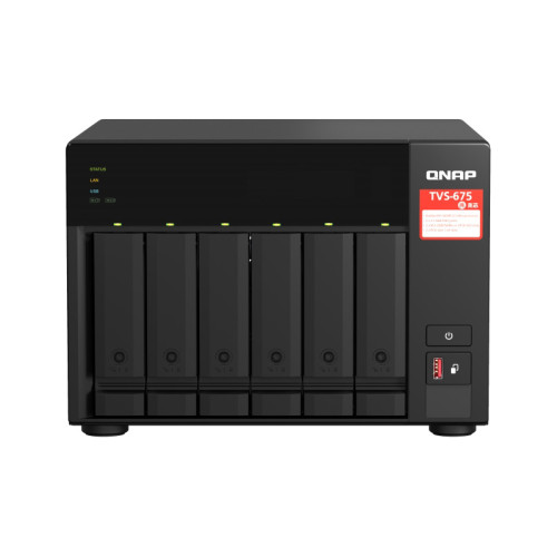 Сетевое хранилище без дисков/ SMB QNAP TVS-675-8G NAS, 6-tray w/o HDD, 2xM.2 SSD Slot, 1xHDMI-port. CPU 8-сore 64-bit x86 KX-U6580 2.5 GHz , 8GB DDR4 (1 x 8GB) up to 64GB (2 x 32GB), 2x 2.5 Gigabit LAN