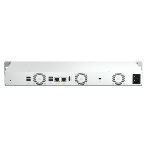 Сетевое хранилище без дисков/ SMB QNAP TS-464eU-8G NAS 4 HDD trays, rackmount 1U, 1 PSU. 4-core Intel Celeron N5105/N5095 2.0-2.9 GHz, 8 GB RAM, 2x2.5GbE, 2xUSB 3.2 Gen 2 (10Gbps), 2xUSB 2.0, 1xHDMI, 2xM.2 PCIe Gen 3 x1 slots , W/o rail kit RAIL-B02