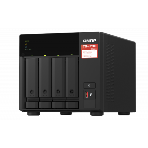 Сетевое хранилище без дисков/ SMB QNAP TS-473A-8G NAS, 4-tray w/o HDD, 2xM.2 SSD Slot. Quad-сore AMD Ryzen Embedded V1500B 2.2 GHz, 8GB DDR4 (1 x 8GB) up to 64GB (2 x 32GB), 2x 2.5 Gigabit LAN