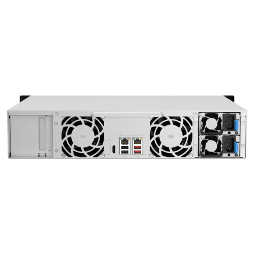 Сетевое хранилище без дисков/ SMB QNAP TS-1264U-RP-4G NAS 12 HDD trays, rackmount 2U, 2 PSU. 4-core Intel Celeron N5095 2.0-2.9 GHz, 8 GB RAM up to 8 GB, 2x2.5 Gigabit Ethernet, 2xUSB 3.2 Gen 2 (10Gbps). 2xUSB 2.0., 1xHDMI . PCIe Gen 3 x2 , W/o rail kit R