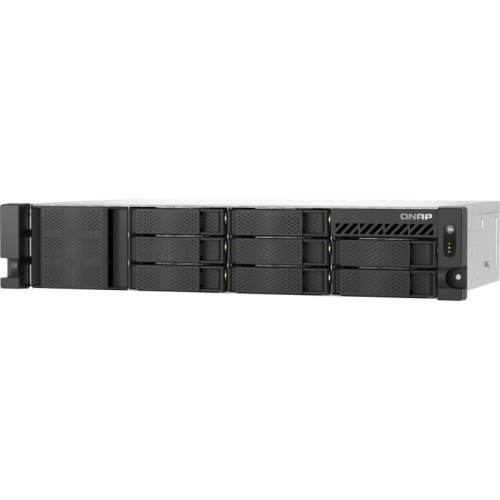 Сетевое хранилище без дисков/ ENTERPRISE QNAP TS-855eU-RP-8G NAS 8 HDD trays, 2 x M.2 2280 (PCIe Gen 3 x 4), 2x 2.5 GbE, rackmount, 2 PSU. Intel Atom C5125 8-core processor, 2.8GHz, 8 GB SODIMM DDR4 (1 x 8 GB) up to 64 GB ( 2 x 32 GB). W/o rail kit RAIL-B