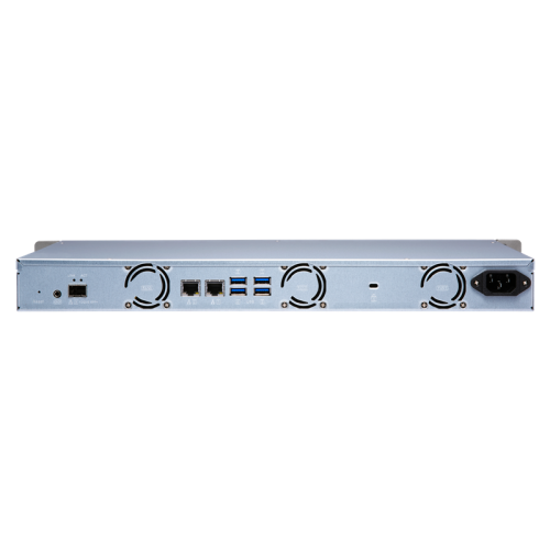 Сетевое хранилище без дисков/ channel QNAP TS-431XeU-8G NAS 4 HDD trays, 10 GbE SFP+, rackmount, 1 PSU. ARM 4-core Cortex-A15 Annapurna Labs AL-314 1,7 GHz, 8 GB. W/o rail kit RAIL-B02