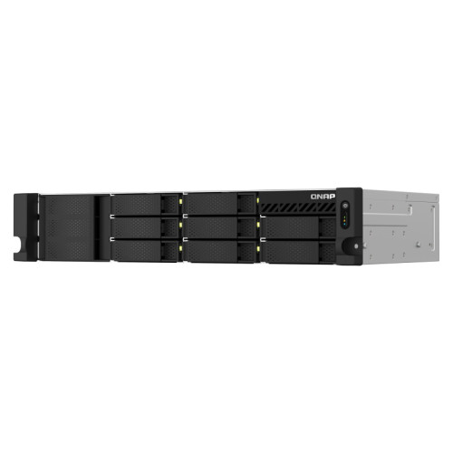 Сетевое хранилище без дисков/ SMB QNAP TS-873AeU-4G NAS 8x3.5/2.5 SATA/SSD trays, 2 x M2 PCIe, 2x 2.5 GbE, 2U rackmount, 1 PSU. AMD Ryzen V1500B 4-core/8-thread 2.2 GHz processor, 4 GB DDR4 RAM (1*4 GB) up to 64GB (2*32 GB). W/o rail kit RAIL-B02