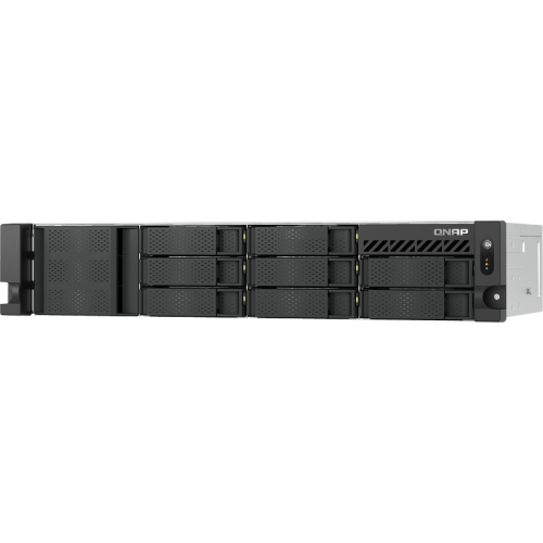 Сетевое хранилище без дисков/ ENTERPRISE QNAP TS-855eU-RP-8G NAS 8 HDD trays, 2 x M.2 2280 (PCIe Gen 3 x 4), 2x 2.5 GbE, rackmount, 2 PSU. Intel Atom C5125 8-core processor, 2.8GHz, 8 GB SODIMM DDR4 (1 x 8 GB) up to 64 GB ( 2 x 32 GB). W/o rail kit RAIL-B