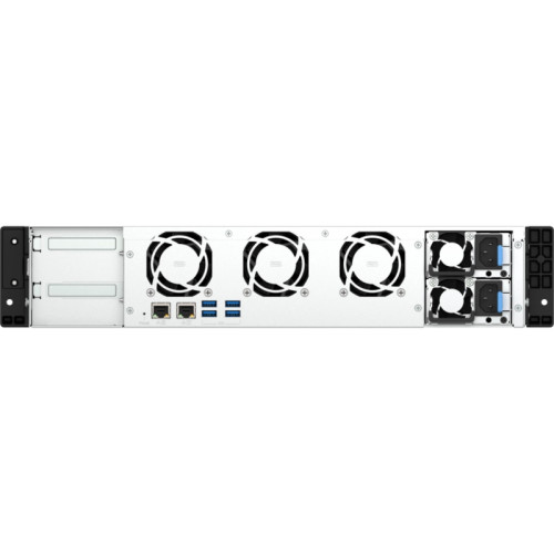 Сетевое хранилище без дисков/ ENTERPRISE QNAP TS-855eU-RP-8G NAS 8 HDD trays, 2 x M.2 2280 (PCIe Gen 3 x 4), 2x 2.5 GbE, rackmount, 2 PSU. Intel Atom C5125 8-core processor, 2.8GHz, 8 GB SODIMM DDR4 (1 x 8 GB) up to 64 GB ( 2 x 32 GB). W/o rail kit RAIL-B