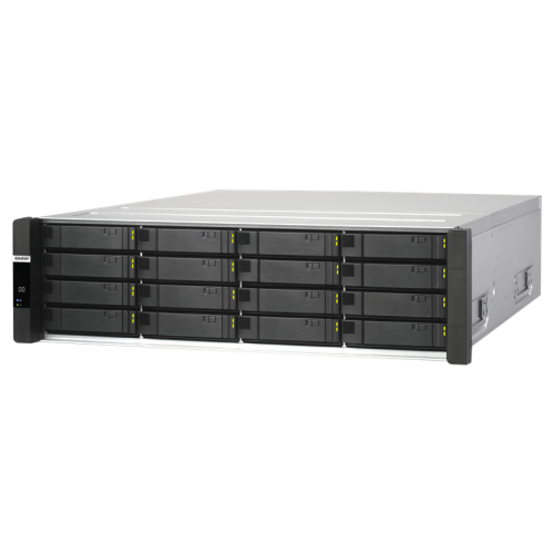 Сетевое хранилище без дисков/ Enterprise QNAP ES1686dc-2123IT-64G NAS, 16-tray SAS w/o HDD, rackmount, 2xPSU, per controller: Xeon D-2123IT 4-core 2.2 GHz (burst up to 3.0 GHz), 32 GB RDIMM DDR4 ECC (4x 8 GB) up to  512 GB (8 x 64GB), 4xSFP+, Included rai