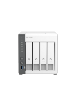 Сетевое хранилище без дисков/ channel QNAP D4 NAS 4 HDD trays.ARM 4-core Cortex-A55 2.0GHz, RAM 4 GB (max), 1x2.5GbE, 1x1GbE, 2xUSB 2.0 port,1xUSB 3.2 Gen 1
