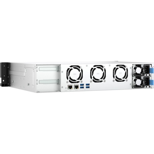 Сетевое хранилище без дисков/ ENTERPRISE QNAP TS-855eU-RP-8G NAS 8 HDD trays, 2 x M.2 2280 (PCIe Gen 3 x 4), 2x 2.5 GbE, rackmount, 2 PSU. Intel Atom C5125 8-core processor, 2.8GHz, 8 GB SODIMM DDR4 (1 x 8 GB) up to 64 GB ( 2 x 32 GB). W/o rail kit RAIL-B