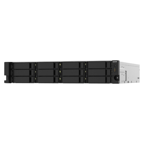 Сетевое хранилище без дисков/ SMB QNAP TS-1232PXU-RP-4G 12-Bay quad-core 64-bit AL324 1.7 GHz rackmount NAS with 250W redundant PSU, 4GB DDR4 UDIMM RAM (max 1x16GB), SATA 6Gb/s, 2x 10GbE SFP+ LAN, 2x2.5 GbE LAN, 1x PCIe Gen2 x2 slot. W/o RAIL-B02