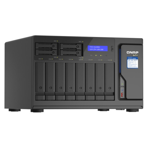 Сетевое хранилище без дисков/ ENTERPRISE QNAP TVS-h1288X-W1250-16G NAS, Intel Xeon W-1250 6-core 3.3 GHz processor (up to 4.7 GHz), 16 GB ECC UDIMM DDR4 (2 x 8 GB) up to 128 GB (4 x 32 GB), 12-tray (8x3.5