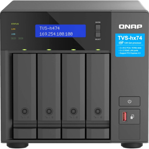 Сетевое хранилище без дисков/ ENTERPRISE QNAP TVS-h474-PT-8G QTS hero NAS, 4 x 3.5 
