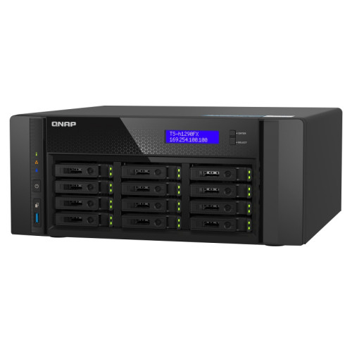 Сетевое хранилище без дисков/ Enterprise QNAP TS-h1290FX-7232P-64G12-Bay NAS(2.5 SATA/SSD U.2 NVMe w/o HDD), AMD EPYC 7232P 3.1 GHz (3.2 GHz), 64 GB DDR4 ECC, 2x2.5GbE LAN, 2 x 25GbE SFP28 port