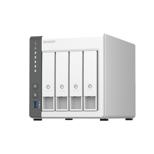 Сетевое хранилище без дисков/ channel QNAP D4 NAS 4 HDD trays.ARM 4-core Cortex-A55 2.0GHz, RAM 4 GB (max), 1x2.5GbE, 1x1GbE, 2xUSB 2.0 port,1xUSB 3.2 Gen 1