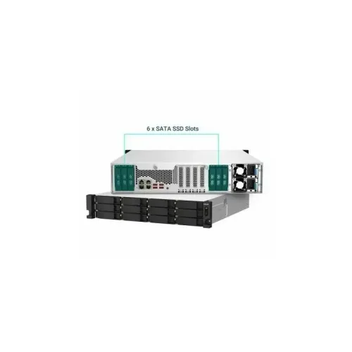 Сетевое хранилище без дисков/ ENTERPRISE QNAP TS-h1887XU-RP-E2334-16G QuTS hero NAS, Xeon E-2334 4C 8T 3.4-4.8GHz, 16 GB ECC DDR4 (1 x 16 GB) up to 128GB (4 x 32 GB), 18-bay (12 x 3.5-inch SATA + 6 x 2.5-inch SATA), 2x10 GbE, 2x2.5 GbE, 3xPCIe Slot (2 x G
