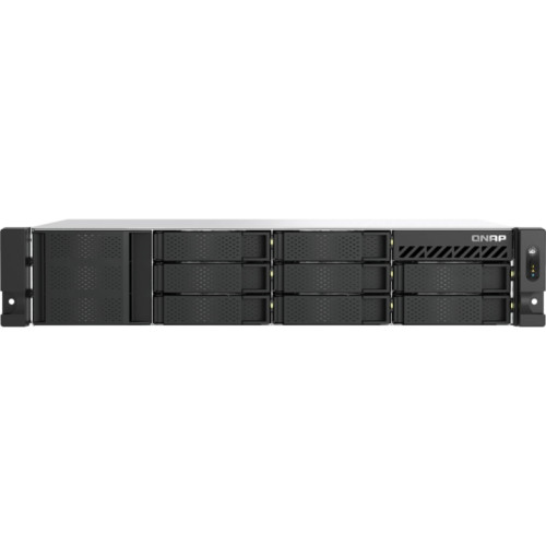 Сетевое хранилище без дисков/ ENTERPRISE QNAP TS-855eU-RP-8G NAS 8 HDD trays, 2 x M.2 2280 (PCIe Gen 3 x 4), 2x 2.5 GbE, rackmount, 2 PSU. Intel Atom C5125 8-core processor, 2.8GHz, 8 GB SODIMM DDR4 (1 x 8 GB) up to 64 GB ( 2 x 32 GB). W/o rail kit RAIL-B