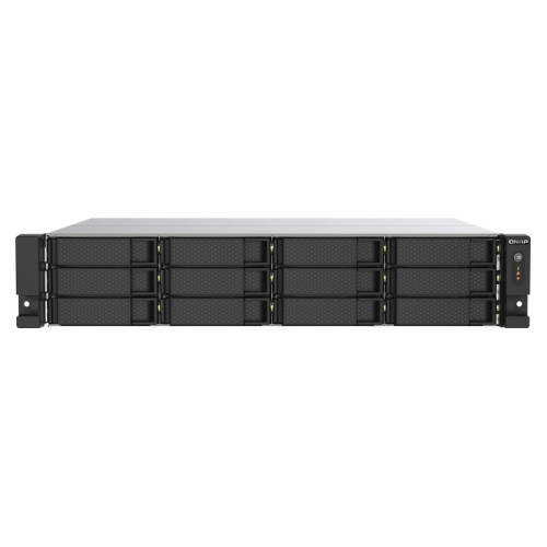 Сетевое хранилище без дисков/ SMB QNAP TS-1273AU-RP-8G NAS 12 HDD trays, 2x 2.5 GbE, rackmount, 2 PSU. 4-core AMD V1500B  2,2 GHz , RAM 8 GB (8 GB UDIMM DDR4 (1 x 8 GB) up to 32 GB (2 x 16 GB)). W/o rail kit RAIL-B02