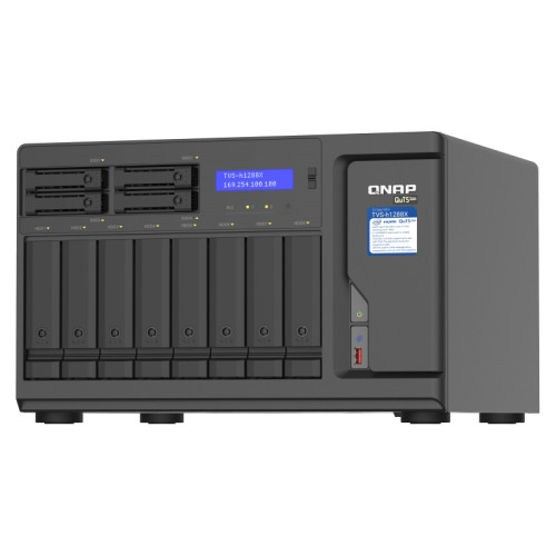 Сетевое хранилище без дисков/ ENTERPRISE QNAP TVS-h1288X-W1250-16G NAS, Intel Xeon W-1250 6-core 3.3 GHz processor (up to 4.7 GHz), 16 GB ECC UDIMM DDR4 (2 x 8 GB) up to 128 GB (4 x 32 GB), 12-tray (8x3.5